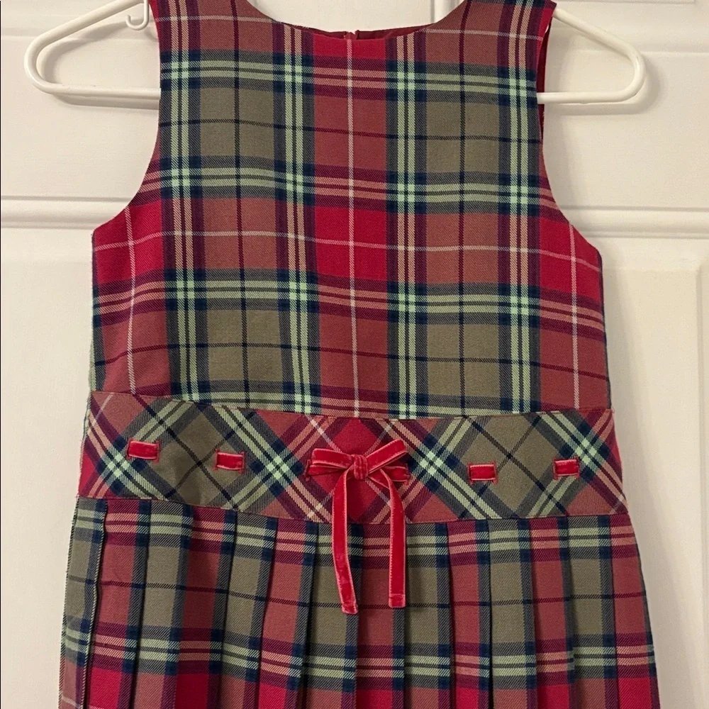 Talbots Kids Classic Plaid Dress Girl's Size 7 red green